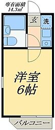 シャンテ北千住 1Kの間取図画像