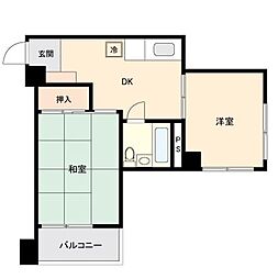 リレント白山 2DKの間取図画像