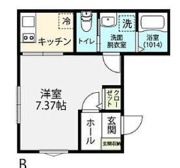 東急東横線 大倉山駅 徒歩15分の賃貸アパート 1階1Kの間取り