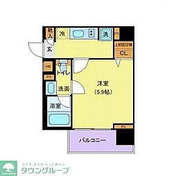 JR南武線 武蔵小杉駅 徒歩5分の賃貸マンション 4階1Kの間取り