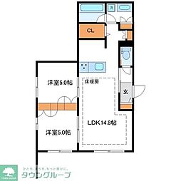 Ｐｒｅｍｉｕｍ　Ｍａｉｓｏｎ光 1階2LDKの間取り