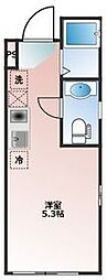 レガリア新丸子 5階ワンルームの間取り
