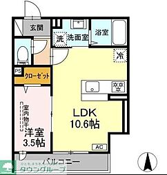 D Paina 新吉田東 1LDKの間取図画像