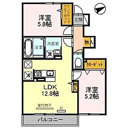 プレミール・イダ2 2LDKの間取図画像