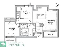 川崎市多摩区登戸マンション 2LDKの間取図画像