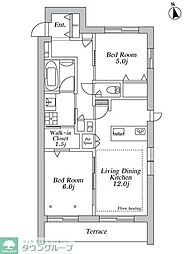 川崎市多摩区登戸マンション 2LDKの間取図画像