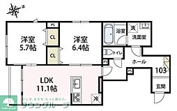 ルガロ ノイエス 2LDKの間取図画像