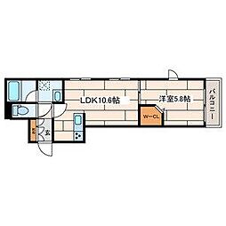 ペアパーク新城 1LDKの間取図画像