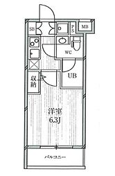 キューブ武蔵小杉 1Kの間取図画像