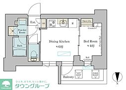 Brillia ist 武蔵小杉 1DKの間取図画像