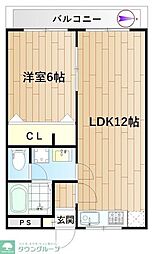エンゼル元住吉 1LDKの間取図画像