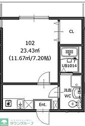 モダンアパートメント日吉ヴィラ 1Kの間取図画像