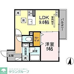 D'Bless川崎 East 1LDKの間取図画像