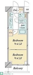 ドゥーエ新横浜 2Kの間取図画像