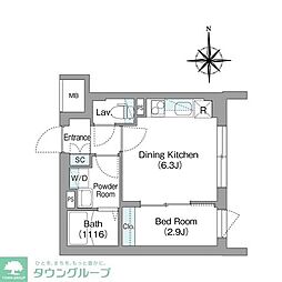 スタイリオフィット新丸子 1DKの間取図画像