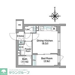 スタイリオフィット新丸子 1DKの間取図画像
