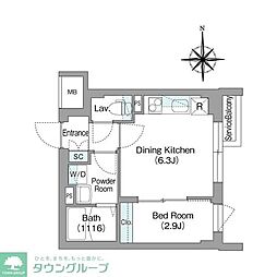 スタイリオフィット新丸子 1DKの間取図画像