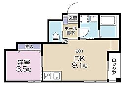 Mahalo 1LDKの間取図画像