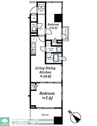 エルエー・プライル新横浜 2LDKの間取図画像
