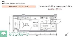 ティモーネグランデ新川崎 1DKの間取図画像