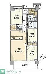 プラウド新丸子エアリーコート 3LDKの間取図画像