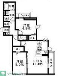 D`BLESS茅ヶ崎 2LDKの間取図画像