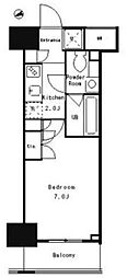 パークキューブ武蔵小杉 1Kの間取図画像