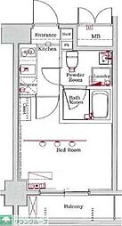 エクセリア川崎 1Kの間取図画像
