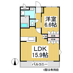 グリーンオアシス・Ｋ 1階1LDKの間取り