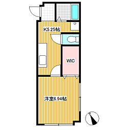 金山ビル 1DKの間取図画像