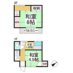 奥山アパート 1階2Kの間取り