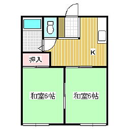中丘ハイツNo.5 2Kの間取図画像