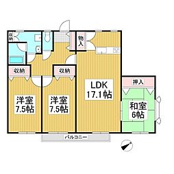 中央東マンション 3LDKの間取図画像