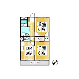 サープラスリョーマ 2DKの間取図画像