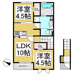 レスポワール上田 2LDKの間取図画像