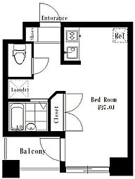シンシア銀座ＥＡＳＴ 7階ワンルームの間取り