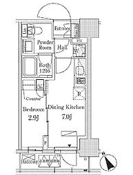 パークアクシス日本橋茅場町ステーションゲート 1DKの間取図画像