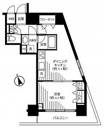 銀座レジデンス伍番館 1LDKの間取図画像
