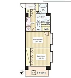 コートラクリア京橋 1LDKの間取図画像