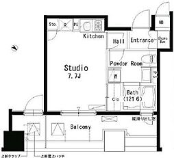 パークアクシス八丁堀 ワンルームの間取図画像