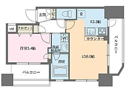 ドゥーエ新川 1LDKの間取図画像