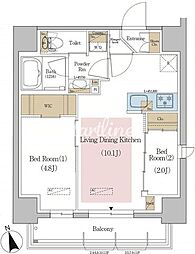 Urbanex東京八丁堀 2LDKの間取図画像