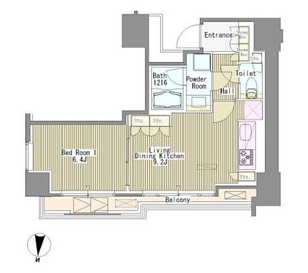 ホワイトタワー浜松町 212｜東京都港区浜松町１丁目(賃貸マンション1LDK・2階・41.20㎡)の写真 その2