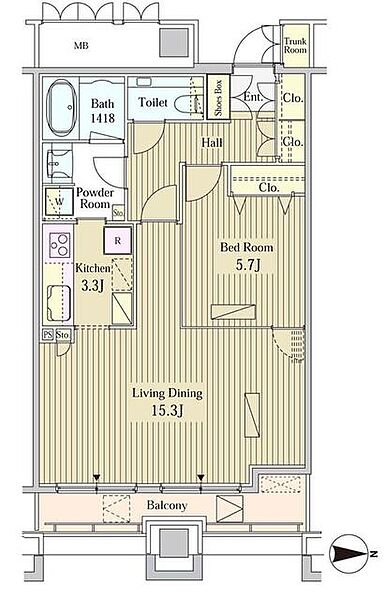 モメント汐留（MOMENTO SHIODOME） 1506｜東京都港区東新橋２丁目(賃貸マンション1LDK・15階・58.70㎡)の写真 その2