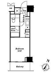 KDXレジデンス品川シーサイド 4階1Kの間取り