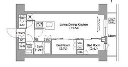 コンフォリア・リヴ南品川 7階2LDKの間取り