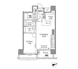 レジディアタワー目黒不動前 19階1LDKの間取り