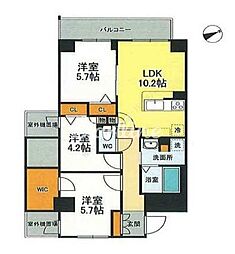 ＬＡＳＡ大崎V 4階3LDKの間取り