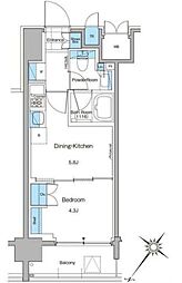 ルフォンプログレ西大井プレミア 1DKの間取図画像