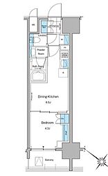 ルフォンプログレ西大井プレミア 1DKの間取図画像
